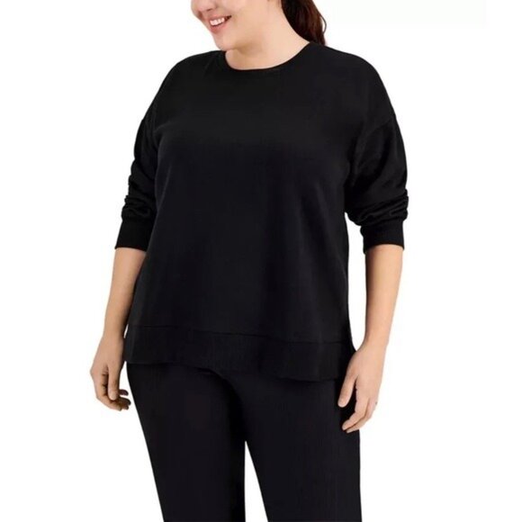 ID Solid Crewneck Fleece Sweatshirt, Black Plus Size 3X New w/Tag - Picture 5 of 5